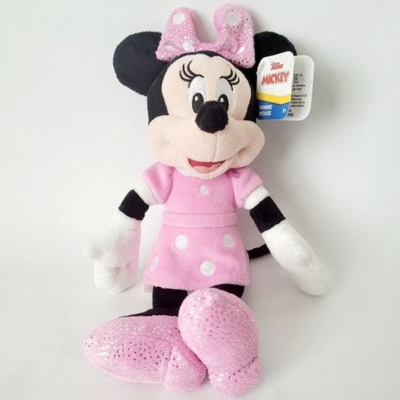 Minnie Mouse DISNEY 10" Plush Stuffed Animal Pink Polka Dot Bling - Picture 9 of 9
